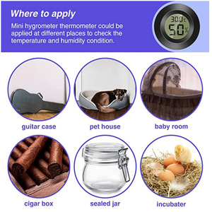 Миниатюрный круглый цифровой термогигрометр для холодильника, морозильной камеры, дома, автомобиля, монитор температуры и влажности для домашних животных - Product Image 6