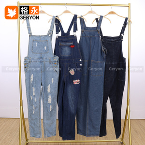 Geryon Vintage Jeans baggy à bretelles d'occasion <span class=keywords><strong>taille</strong></span> plus pour femmes Pantalons jeans <span class=keywords><strong>skinny</strong></span> d'occasion en vrac - Product Image 2