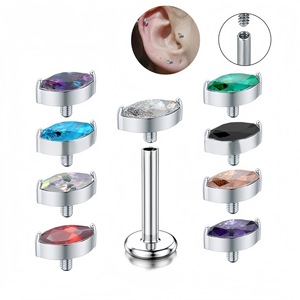 Pendientes de Titanio con Zirconia en Forma de Gota, Engaste de Puntas, Joyería para Uso Diario - Product Image 3