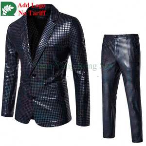 Erkek Takım Elbise Pul Payetli <span class=keywords><strong>2</strong></span> Parça Smokin Parlak Ceket <span class=keywords><strong>2</strong></span> Düğmeli Slim Fit Yemek Daveti Balo Partisi İçin - Product Image 5