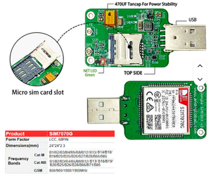 Módulo USB Dongle SIM7070G NB-IoT LTE Multibanda con Antena para IoT M2M, Bandas Globales NB-IoT - Product Image 2