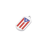 Accessoires de bijouterie, accessoires pour la fabrication de bijoux, métal, acier inoxydable, pendentif en forme de drapeau de Porto Rico émaillé