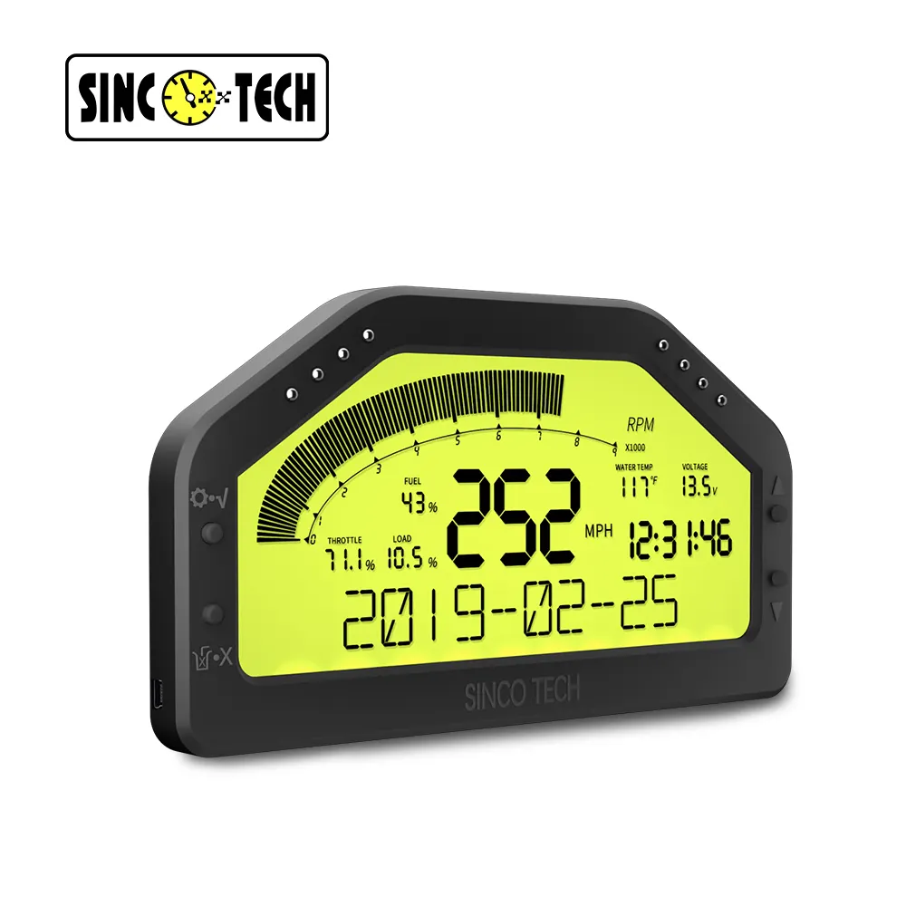 SincoTech 6.5 ''evrensel dijital OBD2 göstergesi pano LCD yarış Dash otomatik takometre hız göstergesi yakıt seviyesi ölçer araba (903)