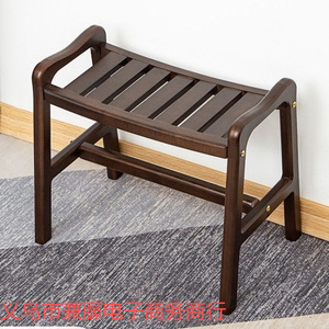 Tabouret de douche en bois massif avec accoudoirs, design antidérapant pour personnes âgées et femmes enceintes, siège de salle de bain - Product Image 4