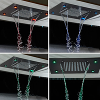 Pommeau de douche LED intelligent multifonctionnel avec télécommande, grand jet de pluie, pulvérisateur carré, pour montage encastré au plafond