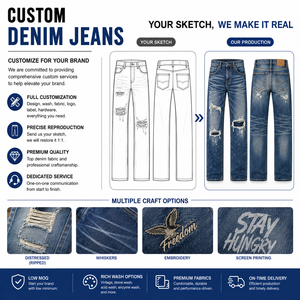 Vaqueros europeos y americanos de corte holgado con microacampanado, pantalones de trabajo de mezclilla lavados con efecto rasgado y bigotes de gato para <span class=keywords><strong>hombre</strong></span> - Product Image 4