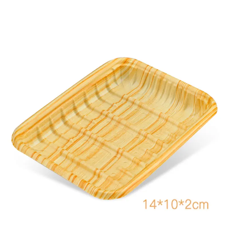 Disposable Frozen Food Tray Packaged Black Red Wood Supermarket Meat Blister Packing Plastic Food Tray