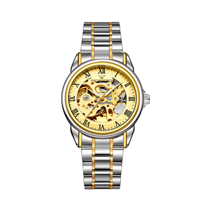 8866 Men's Fully <b>Automatic</b> Skeleton Stainless Steel Mechanical Watch Luxury Waterproof <b>Wristwatch</b> Double Sided Leather Strap - Product Image 3