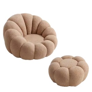 Sillón giratorio color crema estilo tatami para sala de estar, sillón individual para reclinarse o dormir. - Product Image 5
