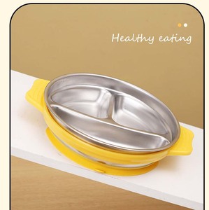 Vaisselle pour enfants en acier inoxydable, <span class=keywords><strong>assiette</strong></span> à grille intégrée, ventouse <span class=keywords><strong>fixe</strong></span> anti-chute, <span class=keywords><strong>assiette</strong></span> complémentaire pour enfants - Product Image 4