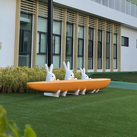 Sculpture de lapins uniques en fibre de verre, banc décoratif résistant aux intempéries, chaise décorative en forme d'animal pour espaces publics, jardins et centres commerciaux
