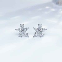 Orecchini Pendenti da Donna in Platino Pt950 con Diamanti Sintetici Taglio Marquise e a Pera Sfaccettati, Orecchini a Lobo con Diamanti, Orecchini Pendenti alla Moda
