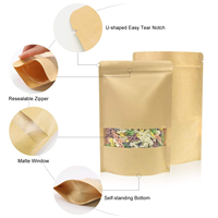 Sachets en papier kraft naturel brun refermables avec fermeture éclair pour snacks, petite capacité, plusieurs tailles, vente en gros directe usine