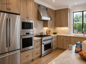 Gabinetes <span class=keywords><strong>de</strong></span> Cocina <span class=keywords><strong>de</strong></span> Lujo en Roble Americano Macizo con Caja <span class=keywords><strong>de</strong></span> Contrachapado, Isla <span class=keywords><strong>de</strong></span> Cuarzo Taj Mahal y Cajones con Cierre Suave - Product Image 3