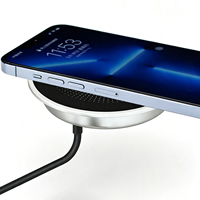 Chargeur sans fil magnétique intégré au bureau, 15W, charge rapide DC, port USB, boîtier en alliage d'aluminium, argent/noir, pour téléphone portable