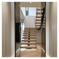 Alphalucasa — escalier intérieur en verre en forme de U, bande d'escalier en bois massif, nouveau Design