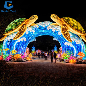 Lanternes chinoises en forme de <span class=keywords><strong>tortue</strong></span> FL-71, imperméables pour l'extérieur, lanternes traditionnelles en soie avec lumières pour les fêtes de Noël - Product Image 1