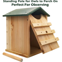 Artisanat en bois sur mesure en gros, nichoir pour oiseaux à toit vert, facile à assembler, volière en bois fait main pour cadeau, maison pour hiboux en bois de cèdre