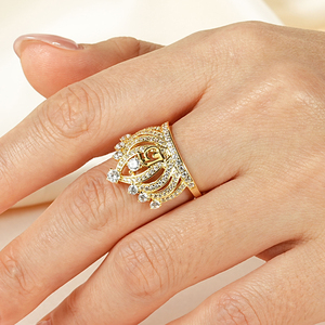 Anillo Clásico de Compromiso con Corona y Zirconia Redonda Incrustada para Dama, Número 15, con Zirconia Cúbica de 3.0mm, para el Doble Once - Product Image 2
