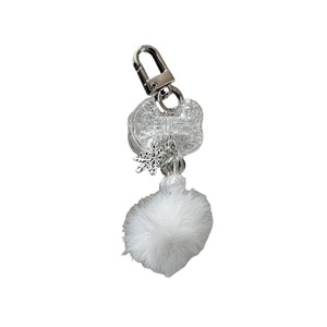 [Winter Romance] Nouveau pendentif <span class=keywords><strong>pompon</strong></span> flocon de neige, décoration de chaîne de téléphone avec nœud transparent, <span class=keywords><strong>porte</strong></span>-clés - Product Image 5