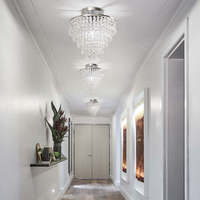 Lustre moderne en cristal K9 transparent de luxe avec éclairage LED, montage encastré, pour entrée principale, couloir