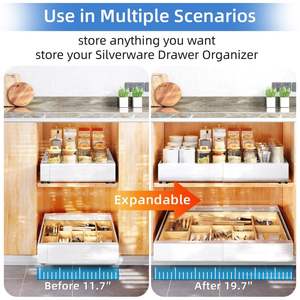 引き出し式キャビネットオーガナイザー 拡張可能な頑丈なスライドアウトキャビネット引き出し キッチンキャビネット整理 - Product Image 6