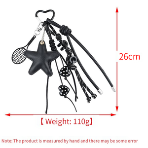 Serie cuerda trenzada carta tendencia estilo deportivo cuerda caballo estrella de mar corazón colorido bolso colgante bádminton llavero cuero encantos - Product Image 6