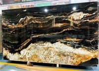 Dalle de granit de luxe en titane veiné noir et or