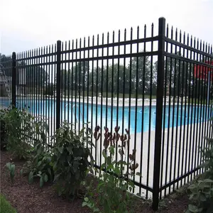 Tubular Black Aluminum Fence Panels Garden Powder Coated Top Spear Metal Home Fencing Trellis Gates