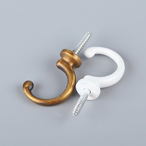 Cenfeng Zinc Alloy Wall <b>Hook</b> White Plastic Coated Single <b>Hook</b> For <b>Kitchen</b> Bathroom - Product Image 1