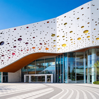 Panneau mural extérieur en aluminium perforé décoratif, système de façade à motif personnalisé pour centre commercial