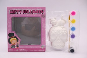 Colgante de calavera de cerámica bisque personalizado, kits de <span class=keywords><strong>pintura</strong></span> DIY para interiores de Halloween, figuras artesanales de estilo clásico creativo, 6 pinturas para manualidades - Product Image 6