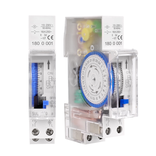 Mechanical 15 Minutes 24h Timer Digital Time Switch Relay SUL180a 16A 24 Hours Program Timer Analogue DIN Rail