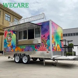 WECARE Custom Size Hot Dog Cart Smoothie Snack Food Truck Square Box Coffee Bar Australia Standard Foodtruck Mobile Food Trailer