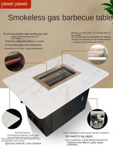 Commercial 550 Smokeless Barbecue <b>Table</b> With Induction Cooker Heating Rock Plate Countertop, New Chinese Style YW-550 Exhaust Ba - Product Image 1