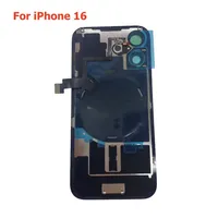 Para iPhone 16 16 Pro Max 16 Plus 16Pro, cubierta trasera de vidrio, carcasa trasera para puerta con Cable flexible inalámbrico, reemplazo de placa de Metal