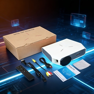 Mini <span class=keywords><strong>projecteur</strong></span> de cinéma maison 4800 lumens, résolution native 1080p Full HD, modèle LCD LED A4300 - Product Image 3