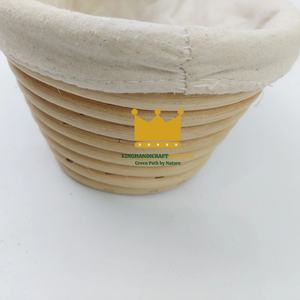 Cesta de fermentación de ratán hecha a mano para hornear pan de masa madre, Brotform ovalado redondo natural con forro de lino - Product Image 2