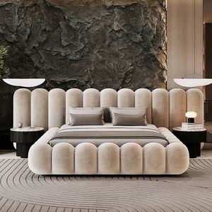 Двуспальные кровати NOVA с обивкой из ткани, мебель для спальни King и <span class=keywords><strong>Queen</strong></span>, современные роскошные деревянные каркасы кроватей King Size - Product Image 1