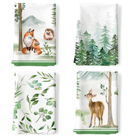 Lot de 12 torchons de cuisine en coton tissé 100 % pour Noël, style sac à farine |   Serviettes de cuisine écologiques, lavables en machine et à séchage rapide