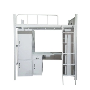 Lit double pour enfant en acier avec rangement et bureau intégrés, idéal pour appartement, dortoir, école et hôtel - Product Image 1