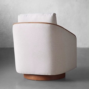 Marco de madera maciza de roble Muebles para el hogar Brazo de estilo francés Silla con respaldo bajo Sillas giratorias para sala de estar - Product Image 5