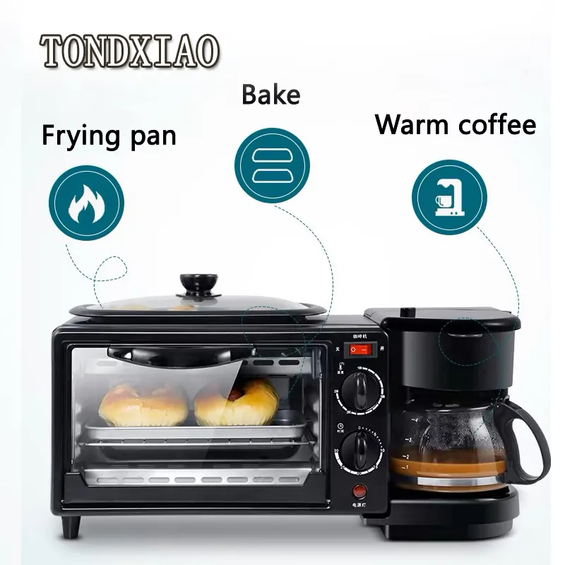 Çok fonksiyonlu kahvaltı makinesi kahve ve fırın kahvaltı makinesi 3 in 1
