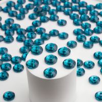 Perles de strass à coudre en résine époxy Indicolite Aquamarine 6mm, à dos plat, trou central, forme diamant, modèle YAXI 379-6, apprêts pour bijoux