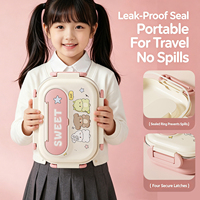 Boîte à lunch isotherme anti-fuite pour enfants avec support pour téléphone, couverts intégrés, micro-ondable, en acier inoxydable 304, boîte bento