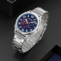 Montre pour hommes d'affaires décontractée 50mm temps 24H affichage bracelet en acier inoxydable montre-bracelet à quartz robuste 30m étanche logo personnalisé