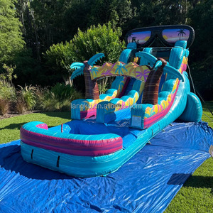 Toboggan aquatique gonflable combiné pour parc aquatique, toboggan sec et humide, marbre arc-en-ciel, nuage, toboggan à sauter - Product Image 5