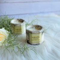 Bougie à cire de soja, pot en marbre et en pierre d'huile aromatique de luxe avec un superbe emballage