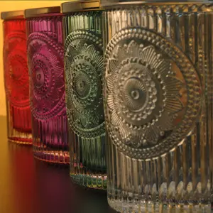 Ovale di loto design supporto di candela di vetro con coperchio