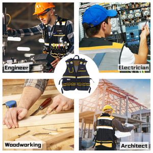 <span class=keywords><strong>Chaleco</strong></span> reflectante personalizado <span class=keywords><strong>para</strong></span> <span class=keywords><strong>electricista</strong></span> y carpintería <span class=keywords><strong>Chaleco</strong></span> de herramientas de trabajo de PVC con bolsillos Compatible con OEM y ODM - Product Image 6